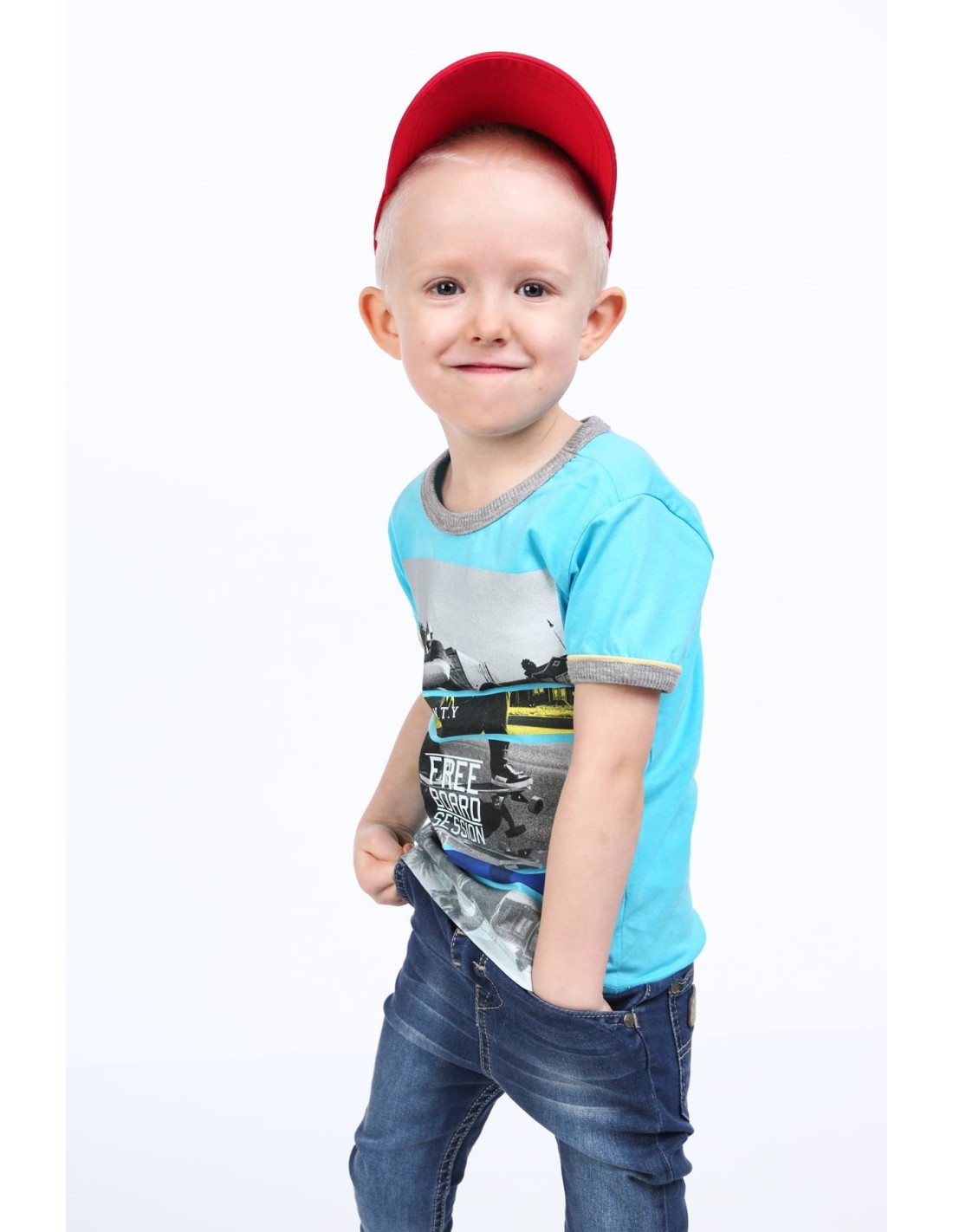 Blaues Jungen-T-Shirt mit Aufdruck NDZ4479 – Online-Shop – Boutique